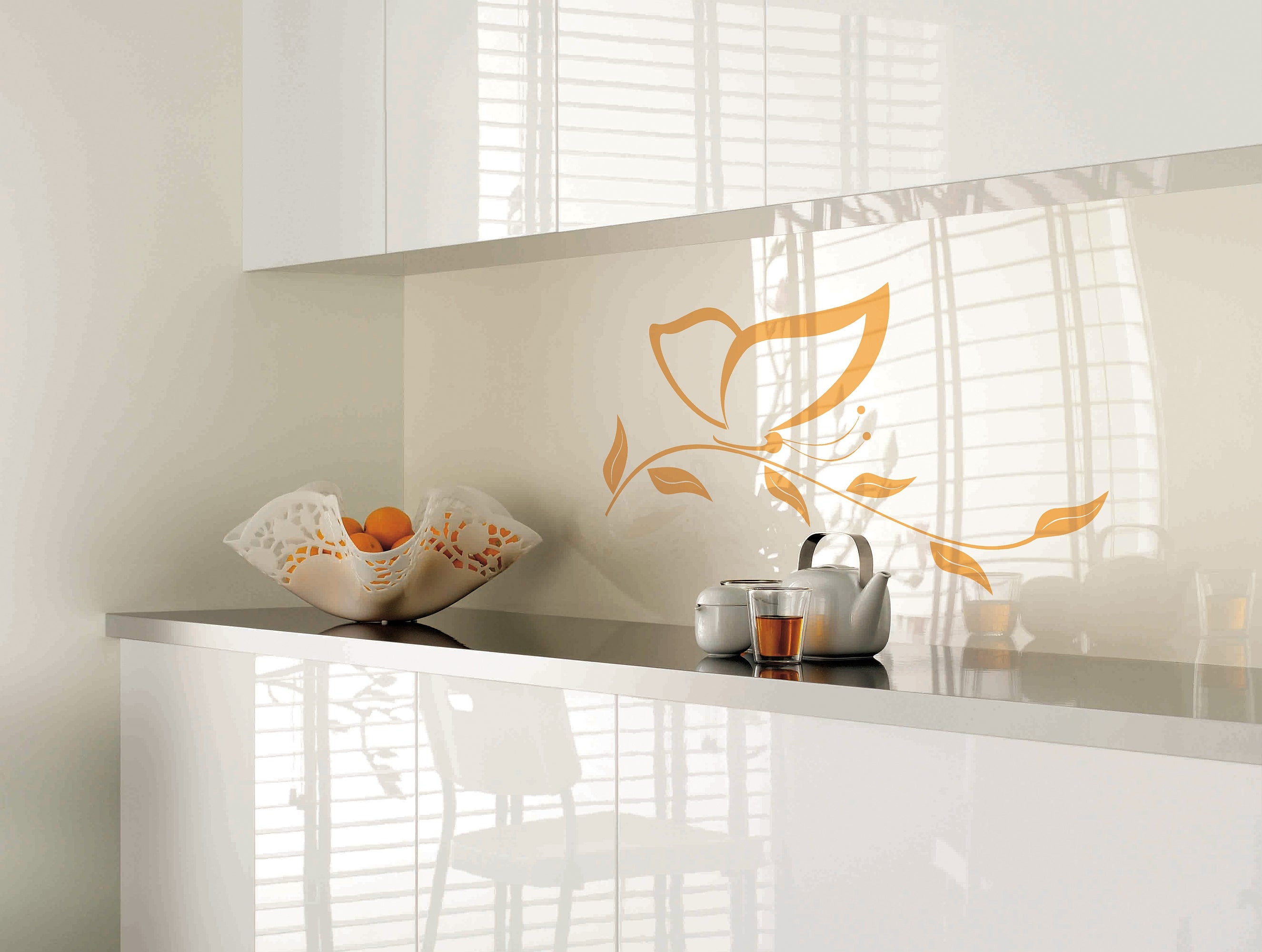 Painted glass kitchen cladding #123