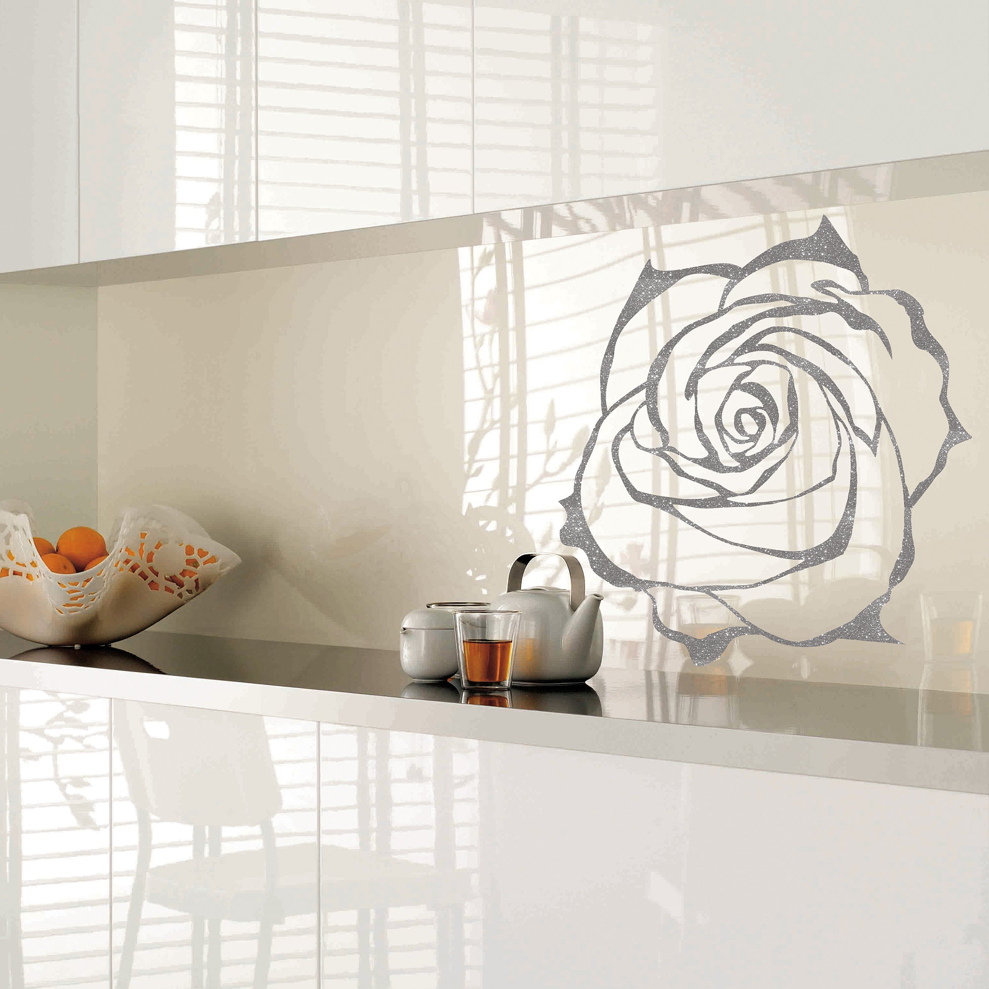 Painted glass kitchen cladding #124