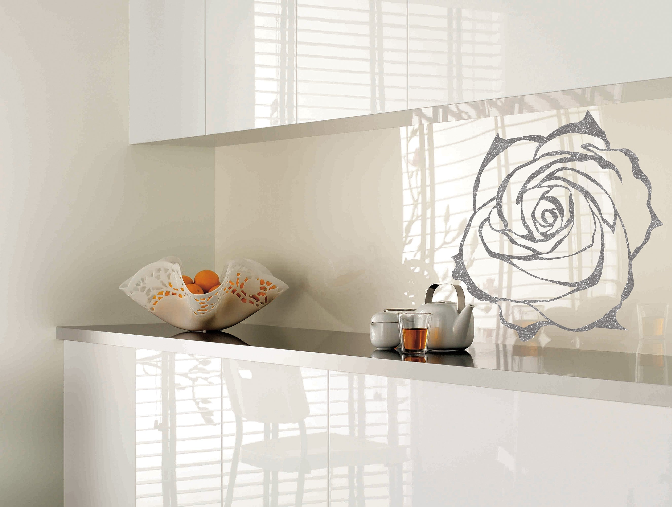 Painted glass kitchen cladding #124