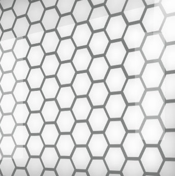 Painted glass for kitchen cladding, HEXAGON model