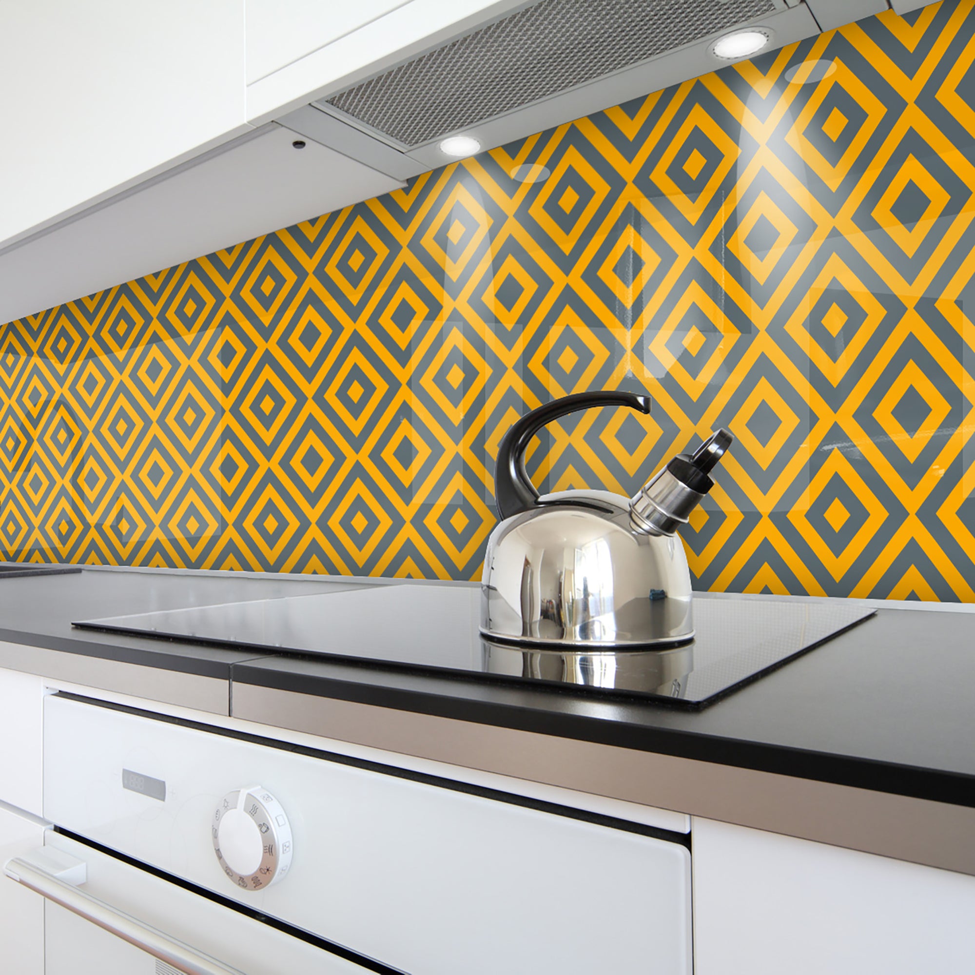 Painted glass kitchen cladding #396