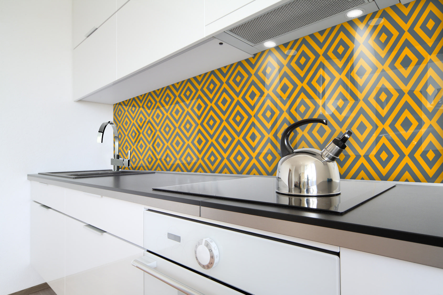 Painted glass kitchen cladding #396