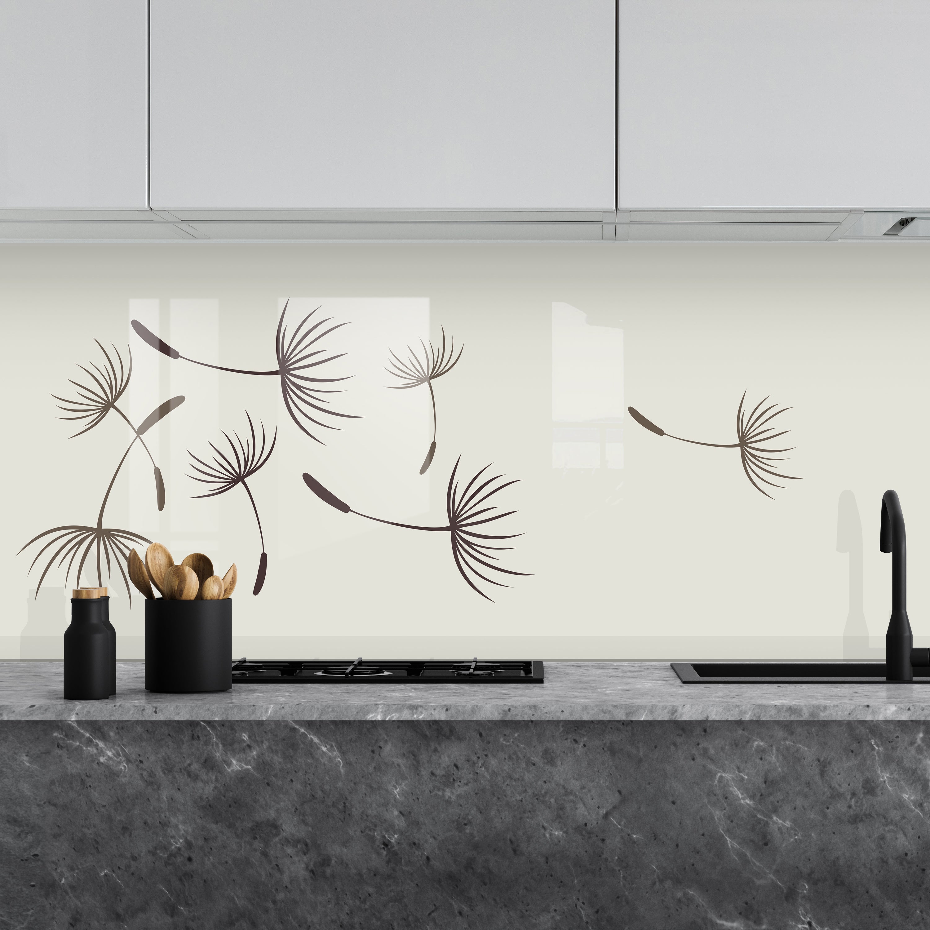 Painted kitchen glass cladding