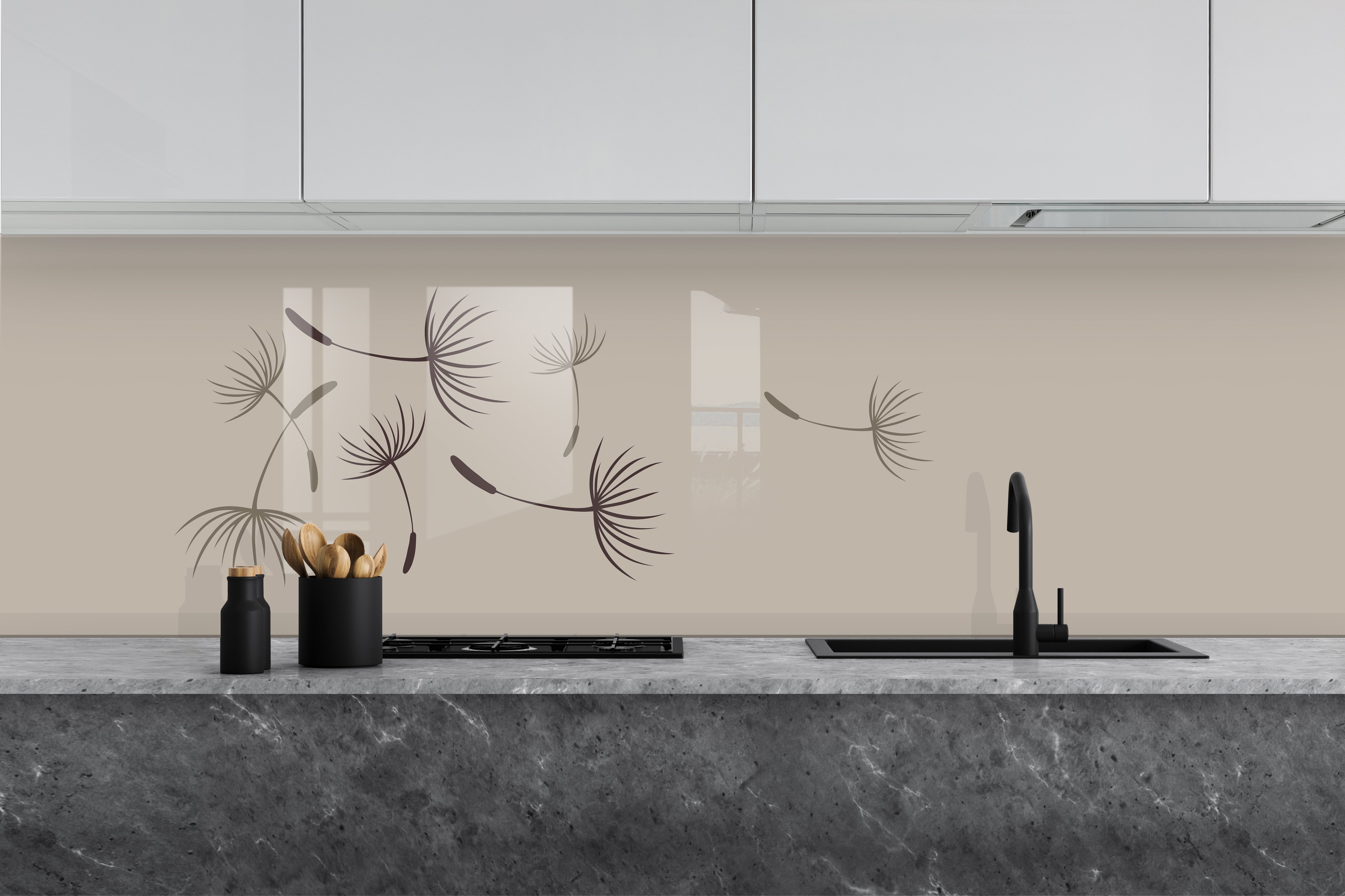 Painted glass kitchen cladding #478