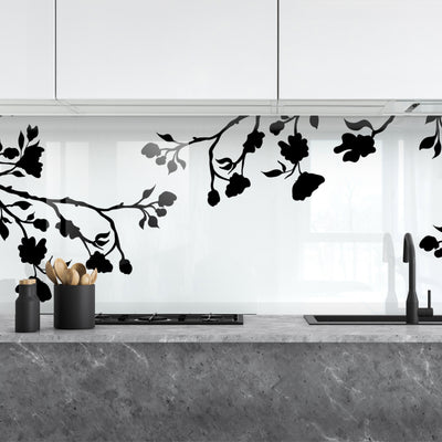 Painted kitchen glass cladding