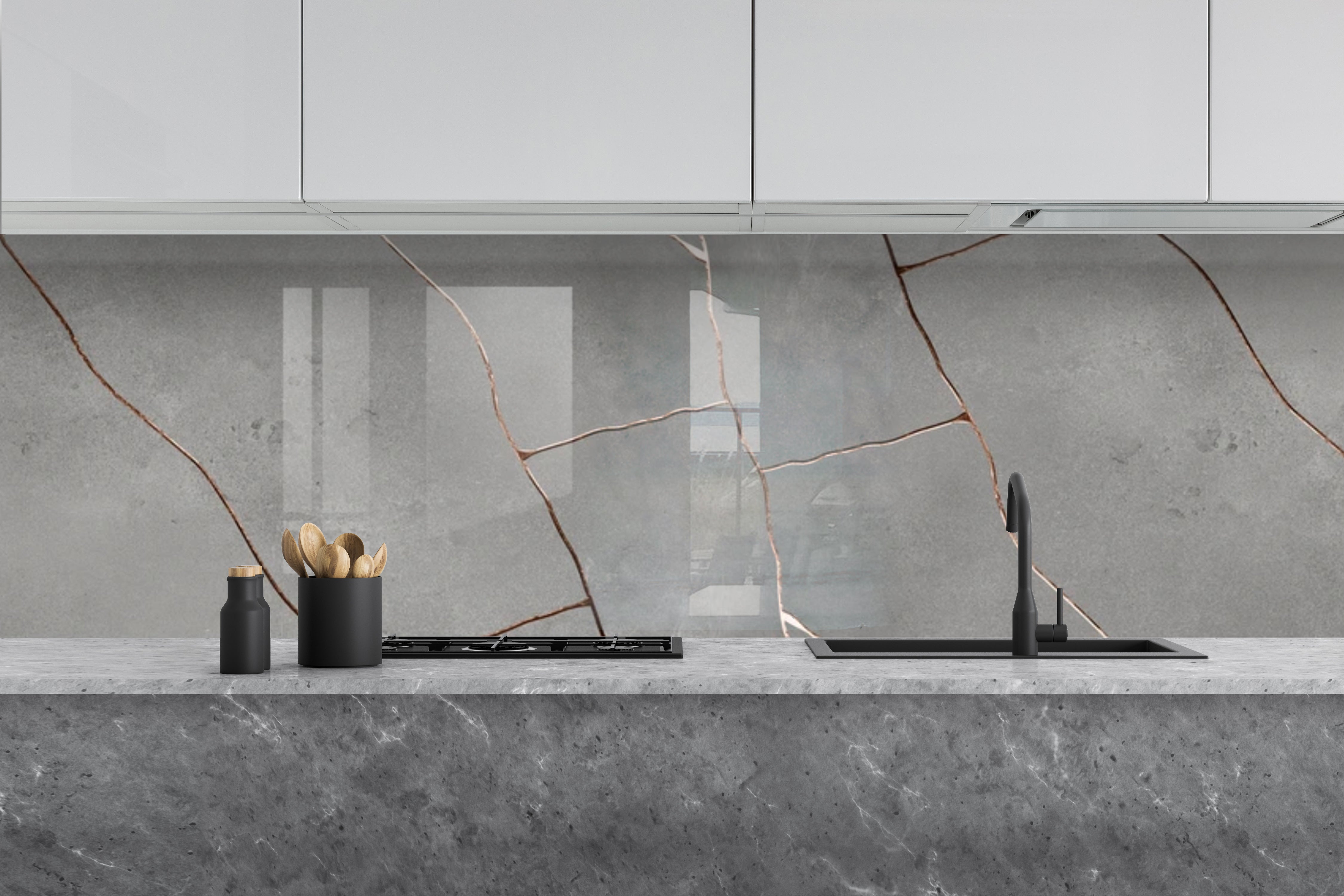 Printed glass kitchen splashback #499