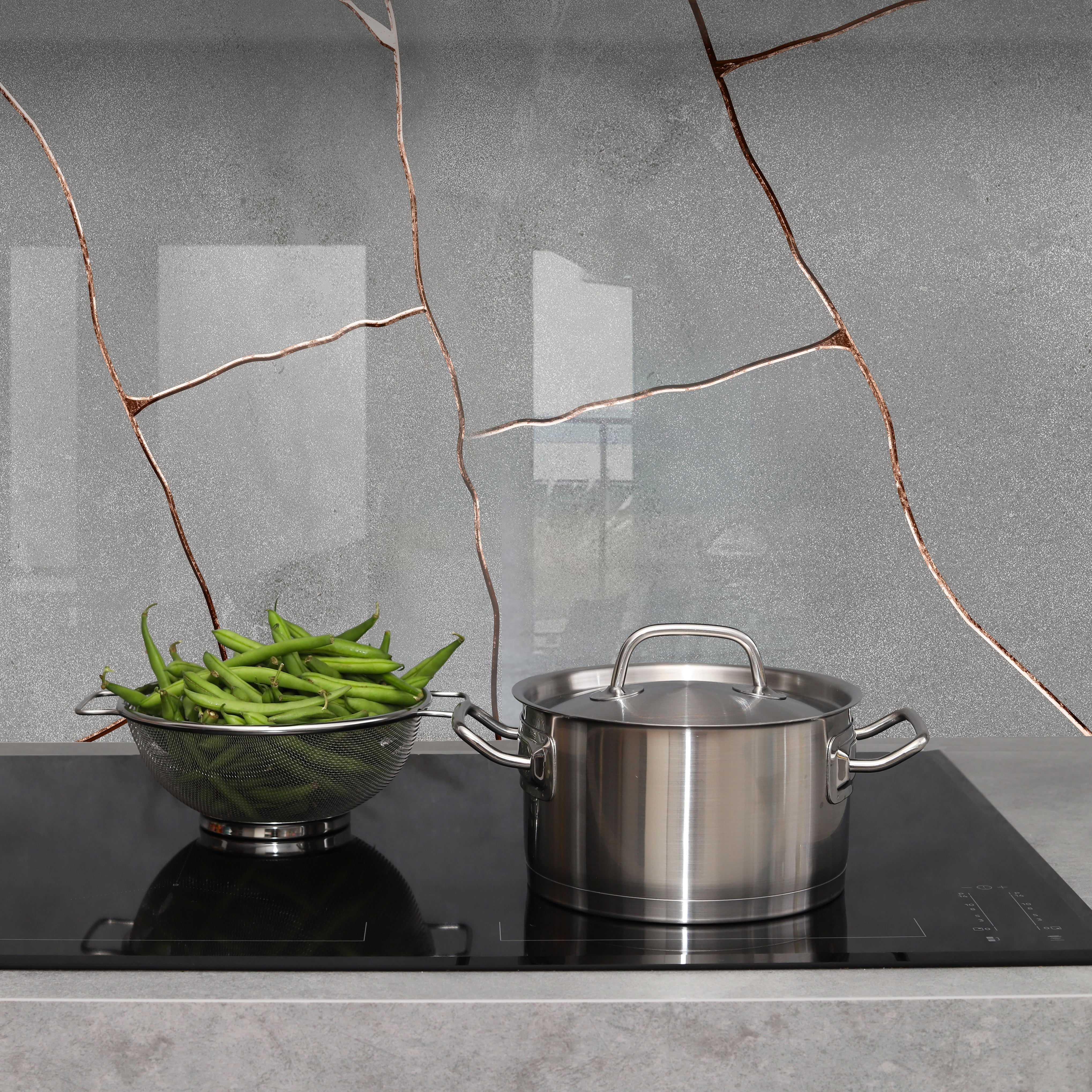 Printed glass kitchen splashback