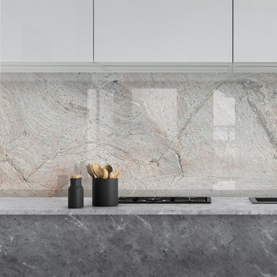 Printed glass kitchen splashback
