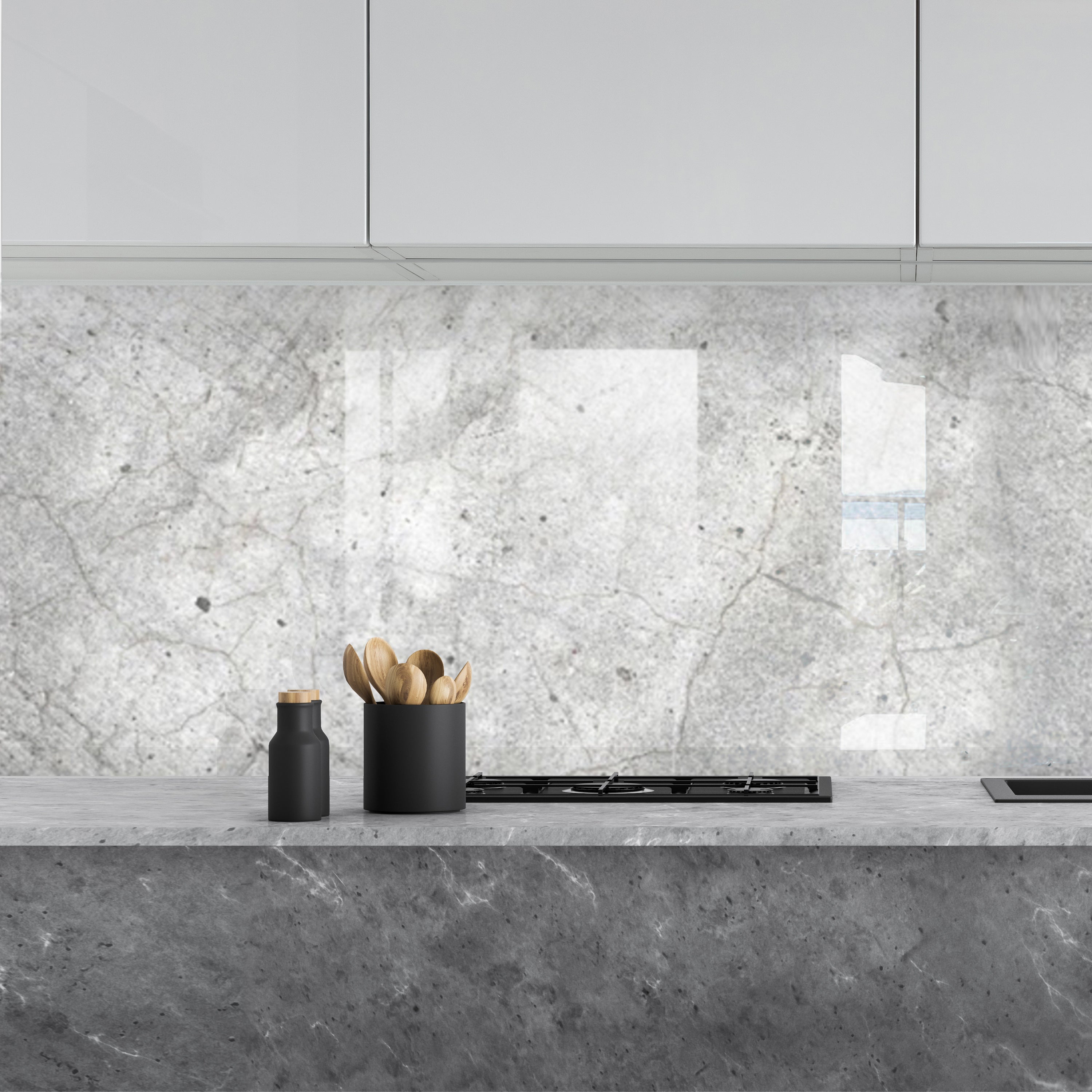 Printed glass kitchen splashback