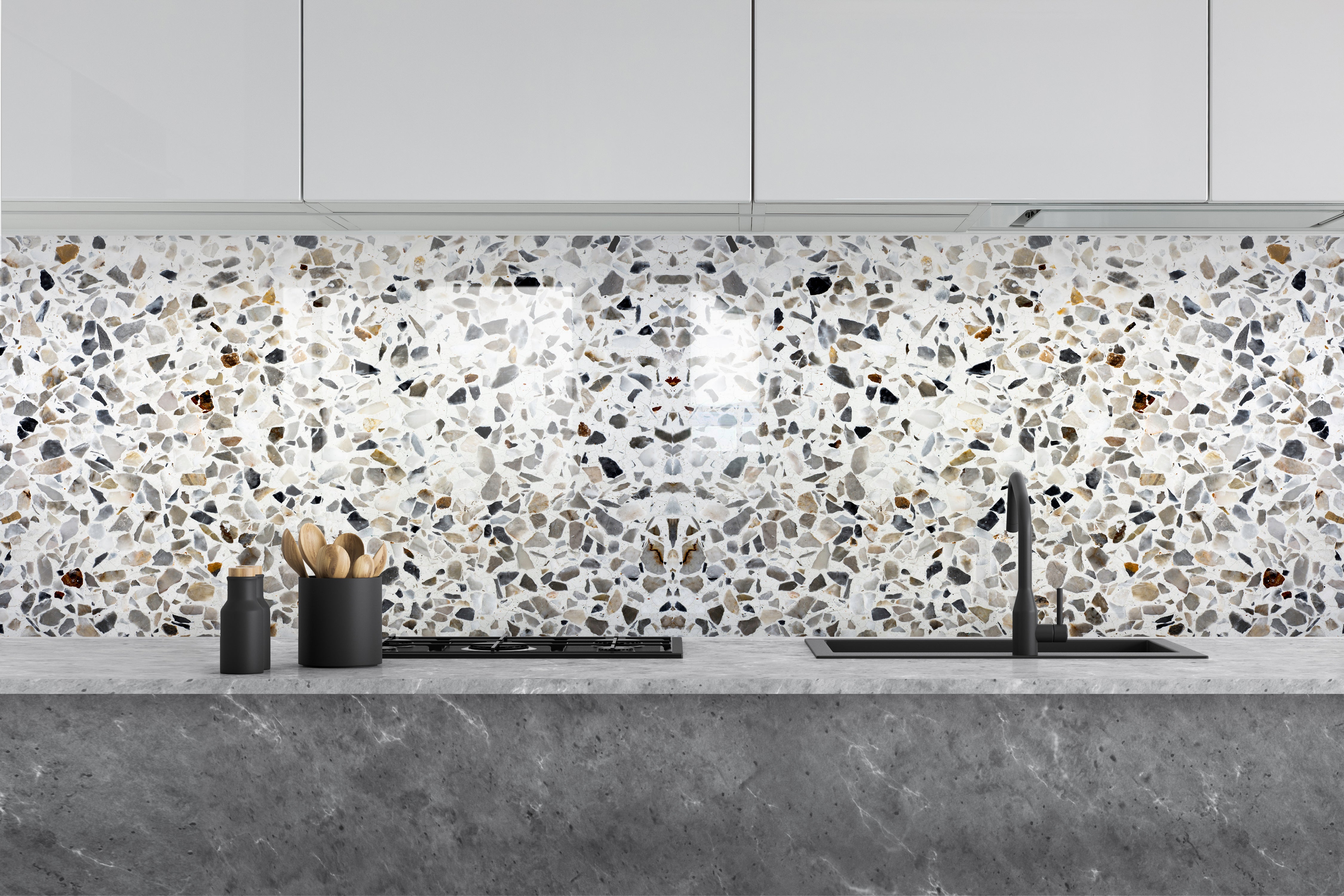 Printed glass kitchen splashback #524