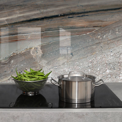 Printed glass kitchen splashback