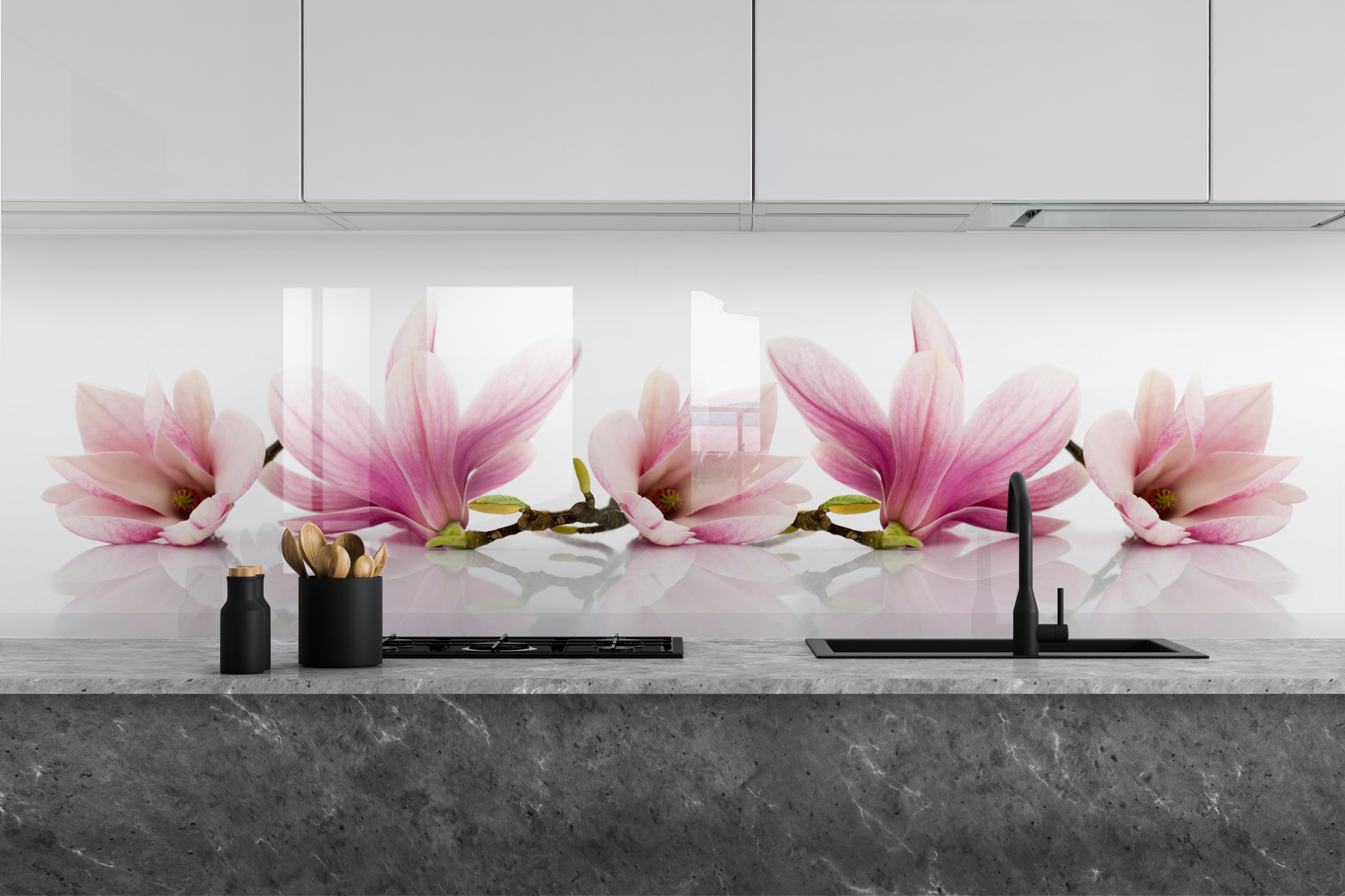 Painted glass kitchen splashback #544