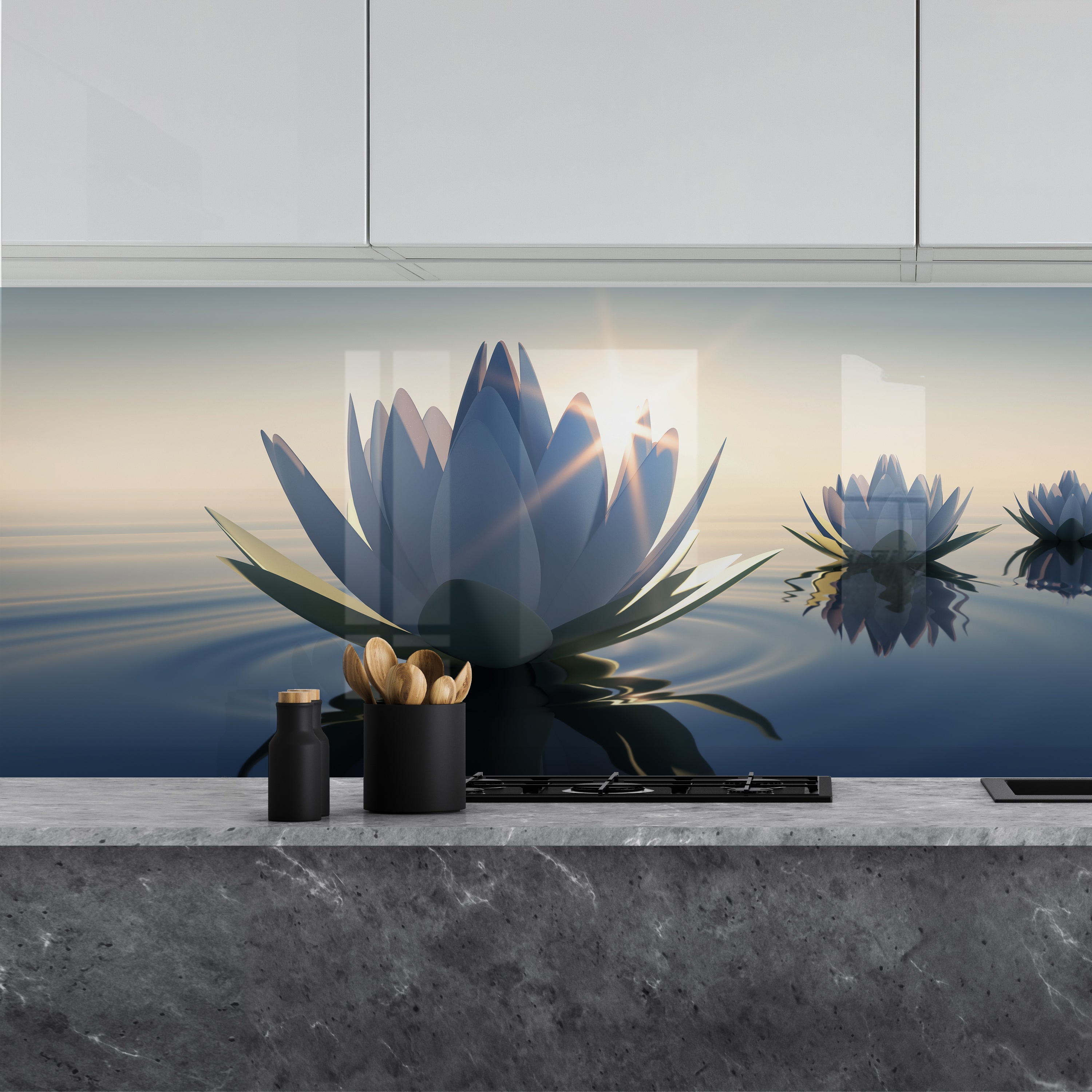 Painted kitchen glass cladding