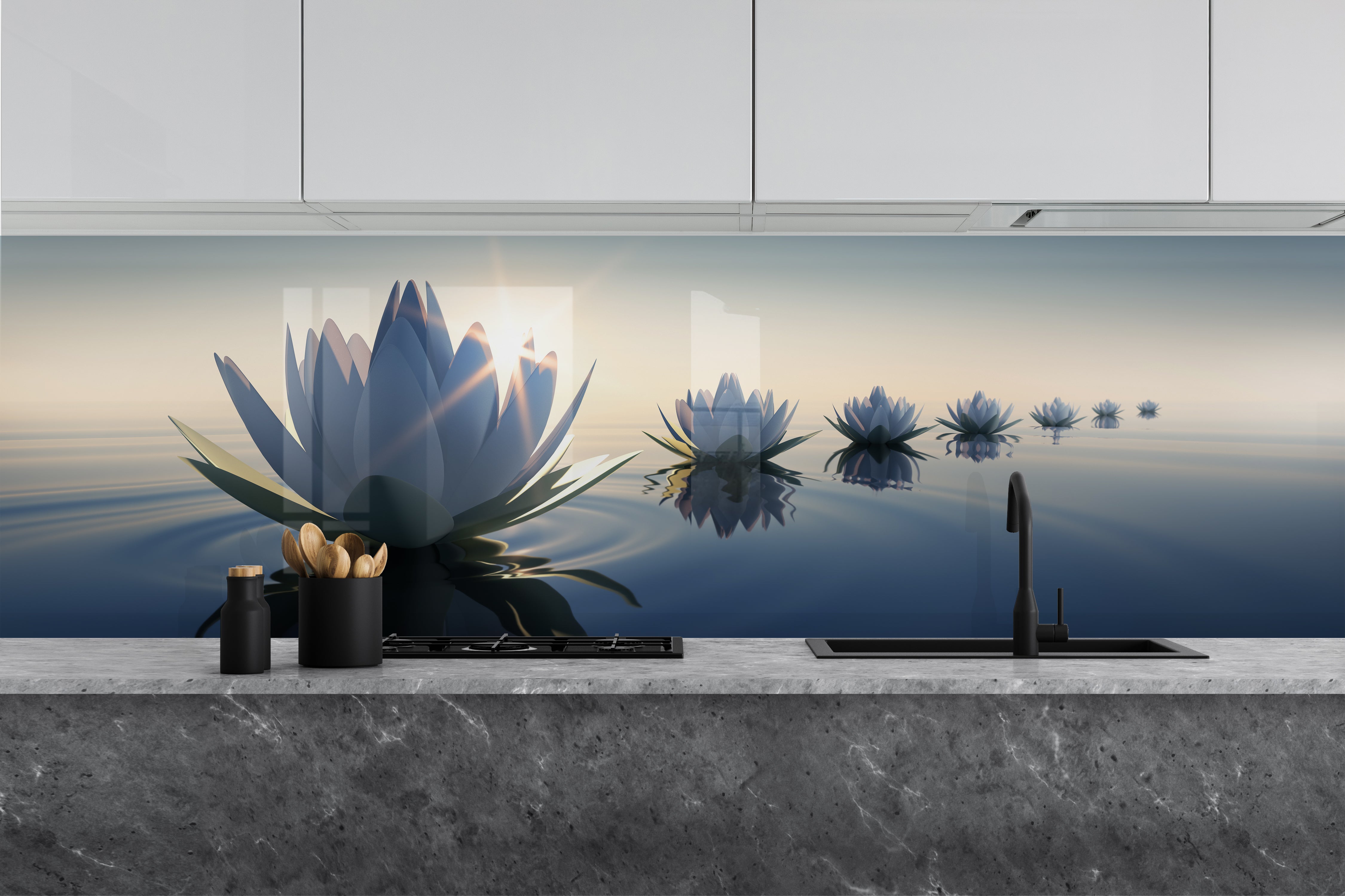 Painted glass kitchen splashback #546