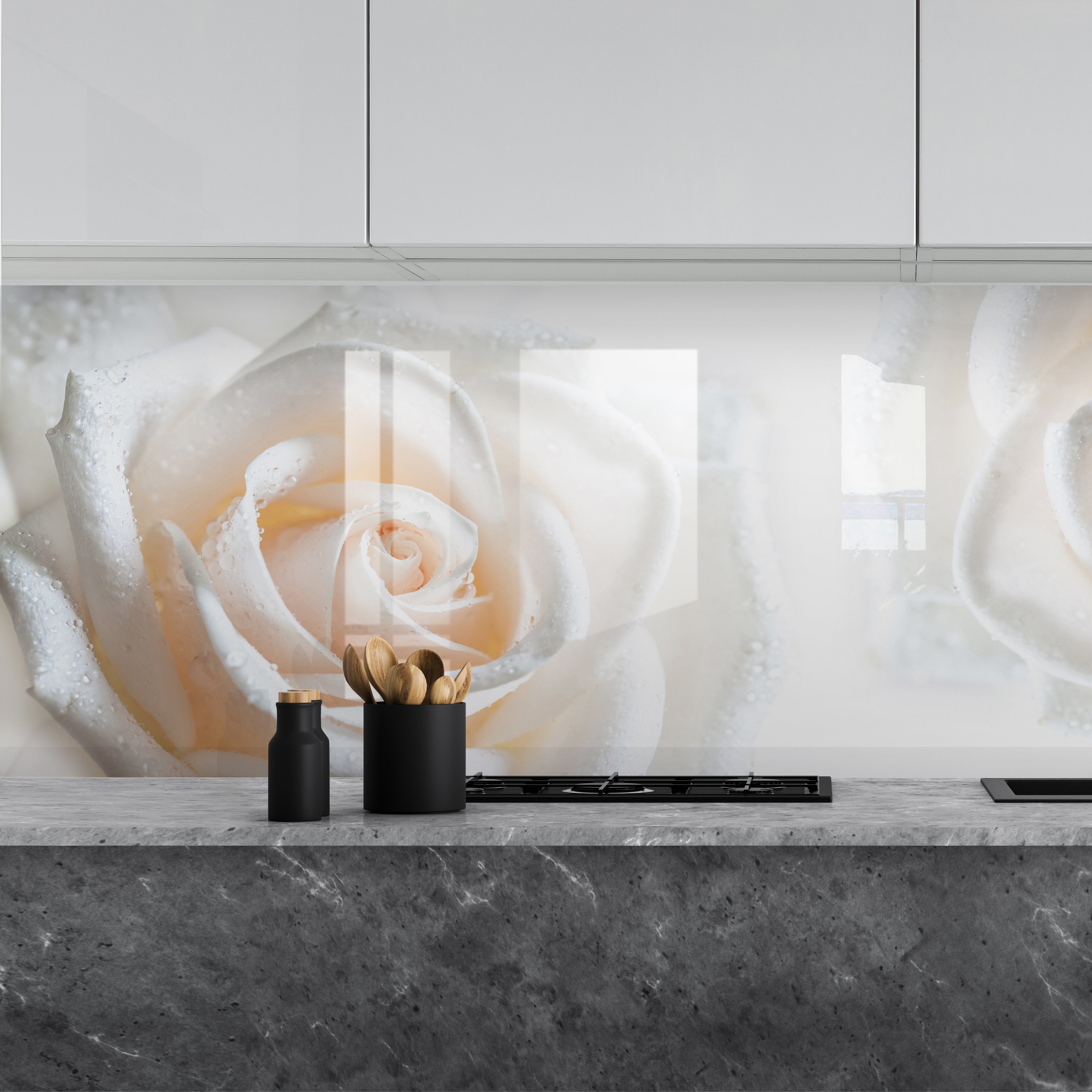 Painted kitchen glass cladding