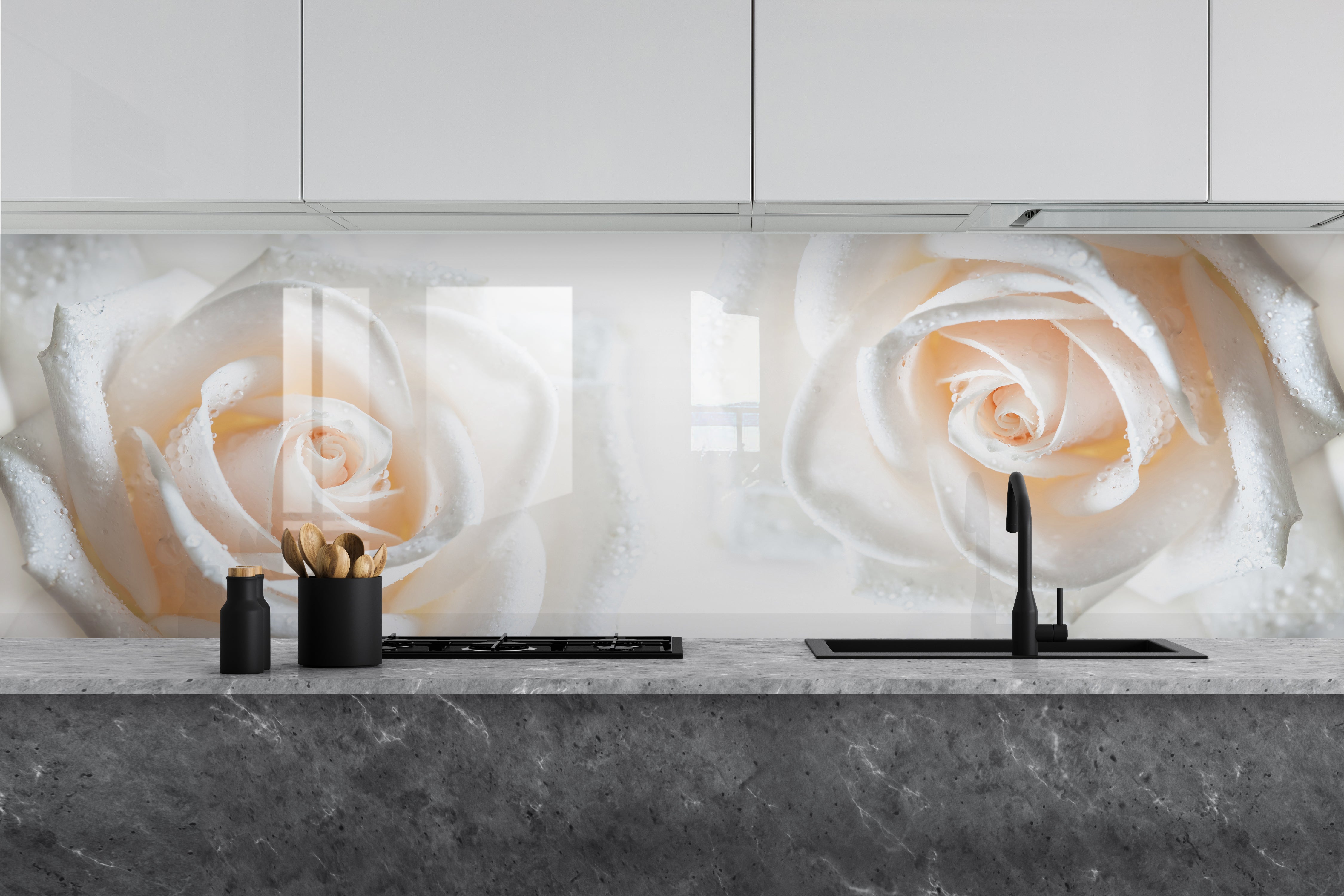 Painted glass kitchen splashback #548
