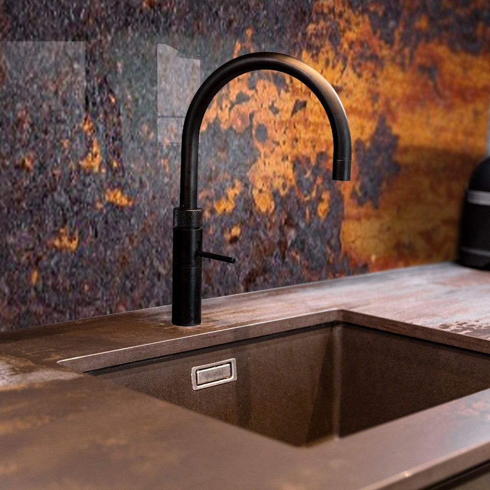 Printed glass kitchen splashback