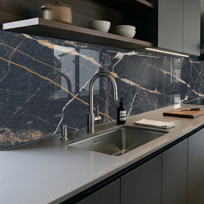 Printed glass kitchen splashback