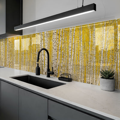 Printed glass kitchen splashback
