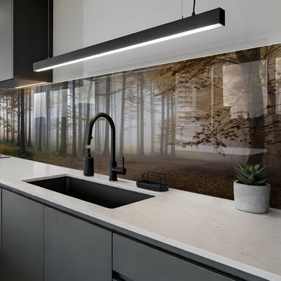 Printed glass kitchen splashback