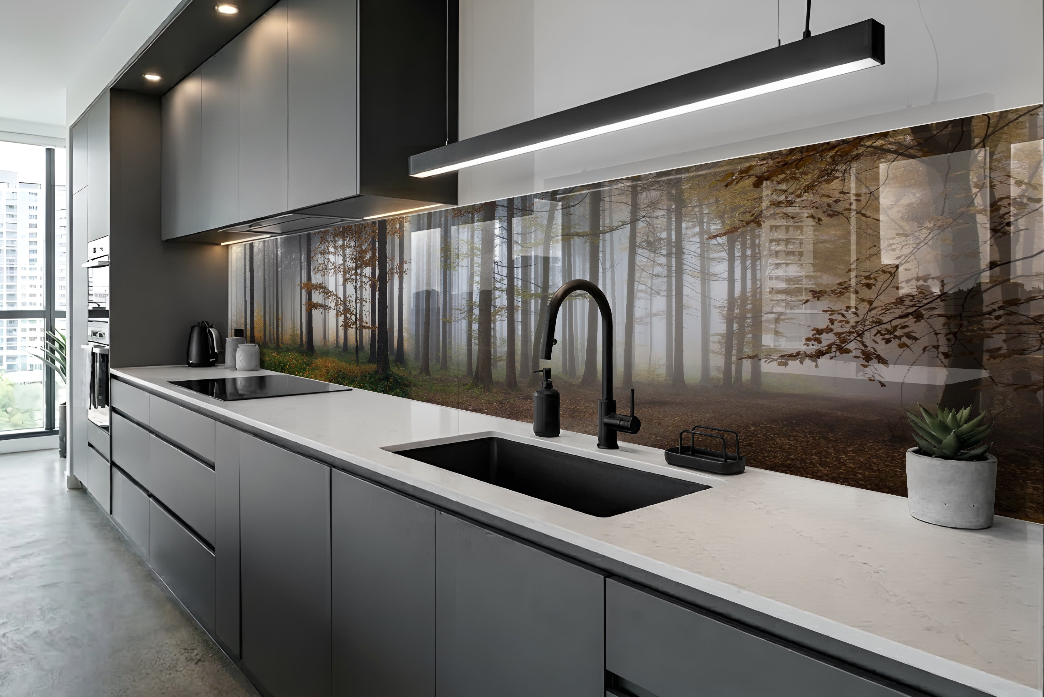 Printed glass kitchen splashback #591