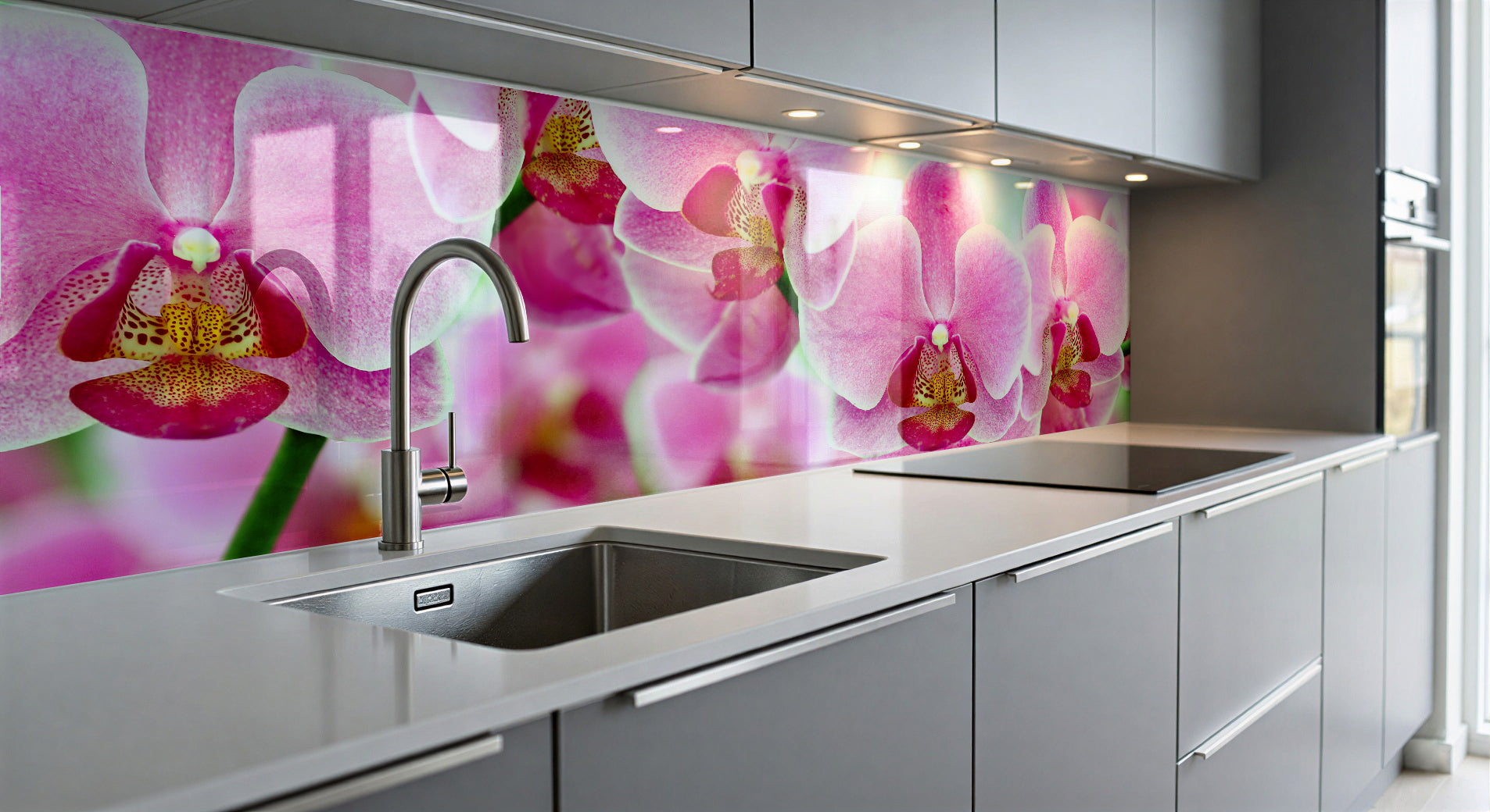 Painted kitchen glass cladding #600