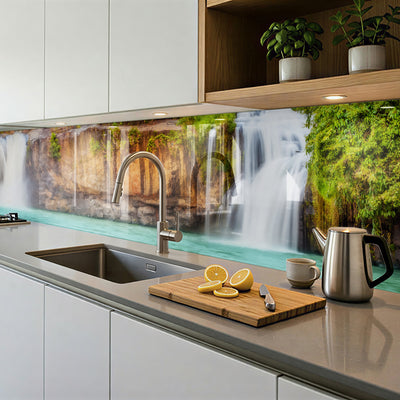 Printed glass kitchen splashback