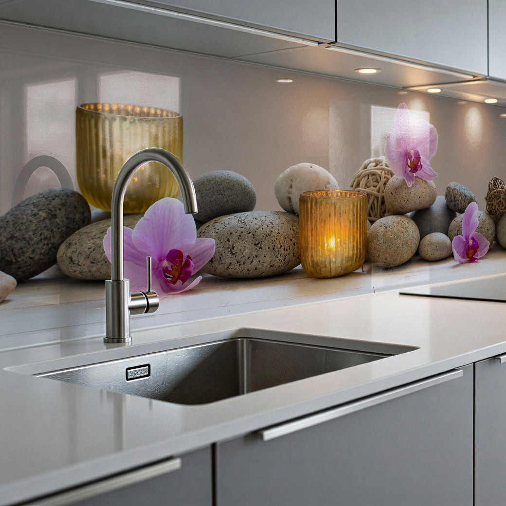 Painted kitchen glass cladding #616