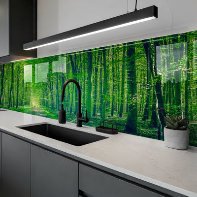 Printed glass kitchen splashback