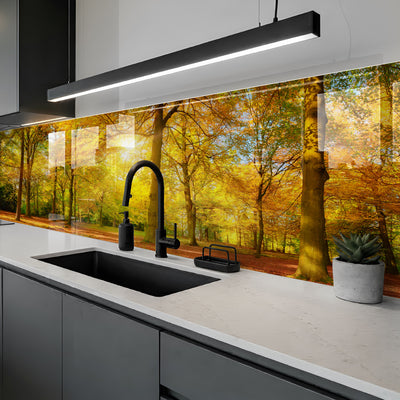 Printed glass kitchen splashback