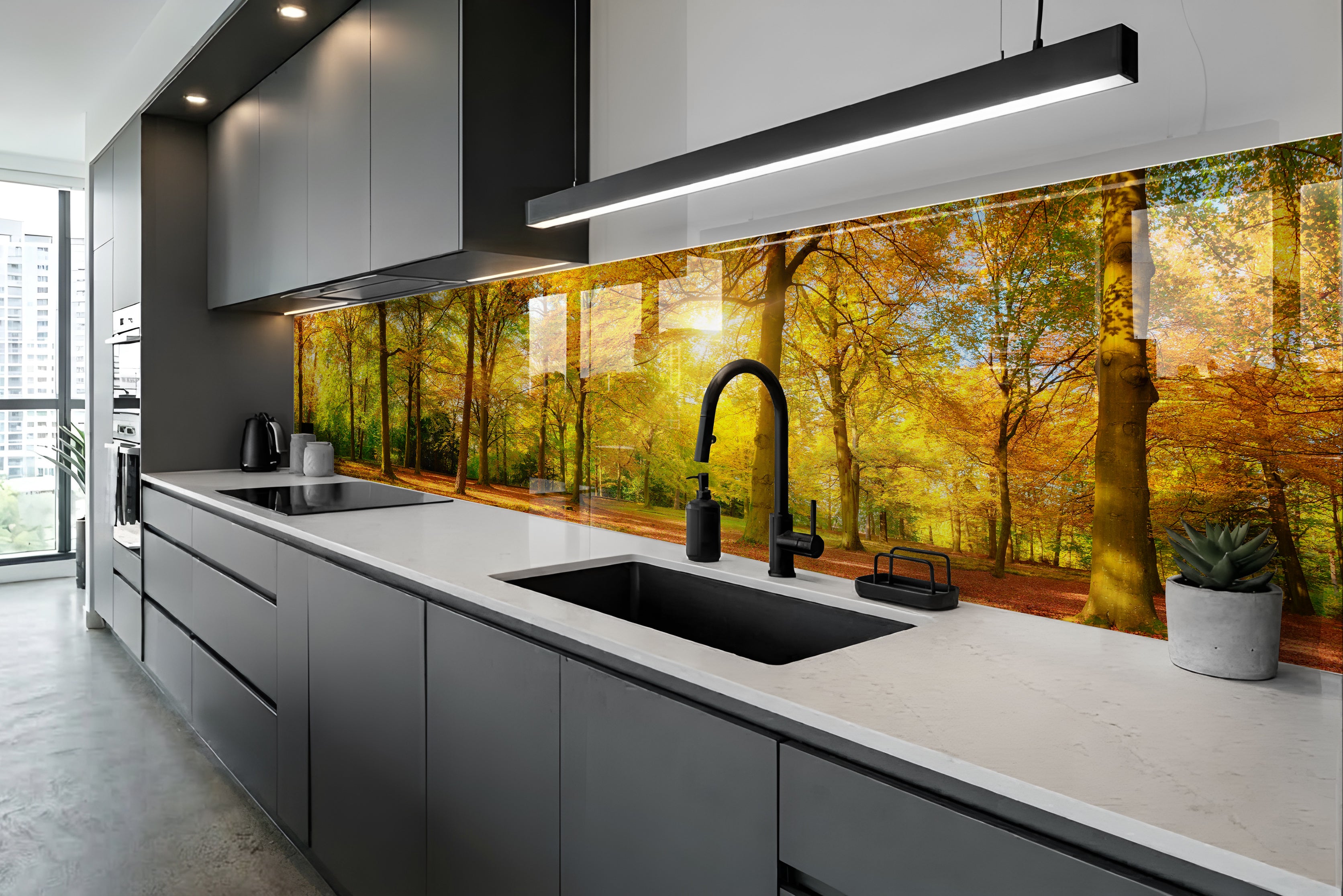 Printed glass kitchen splashback #619