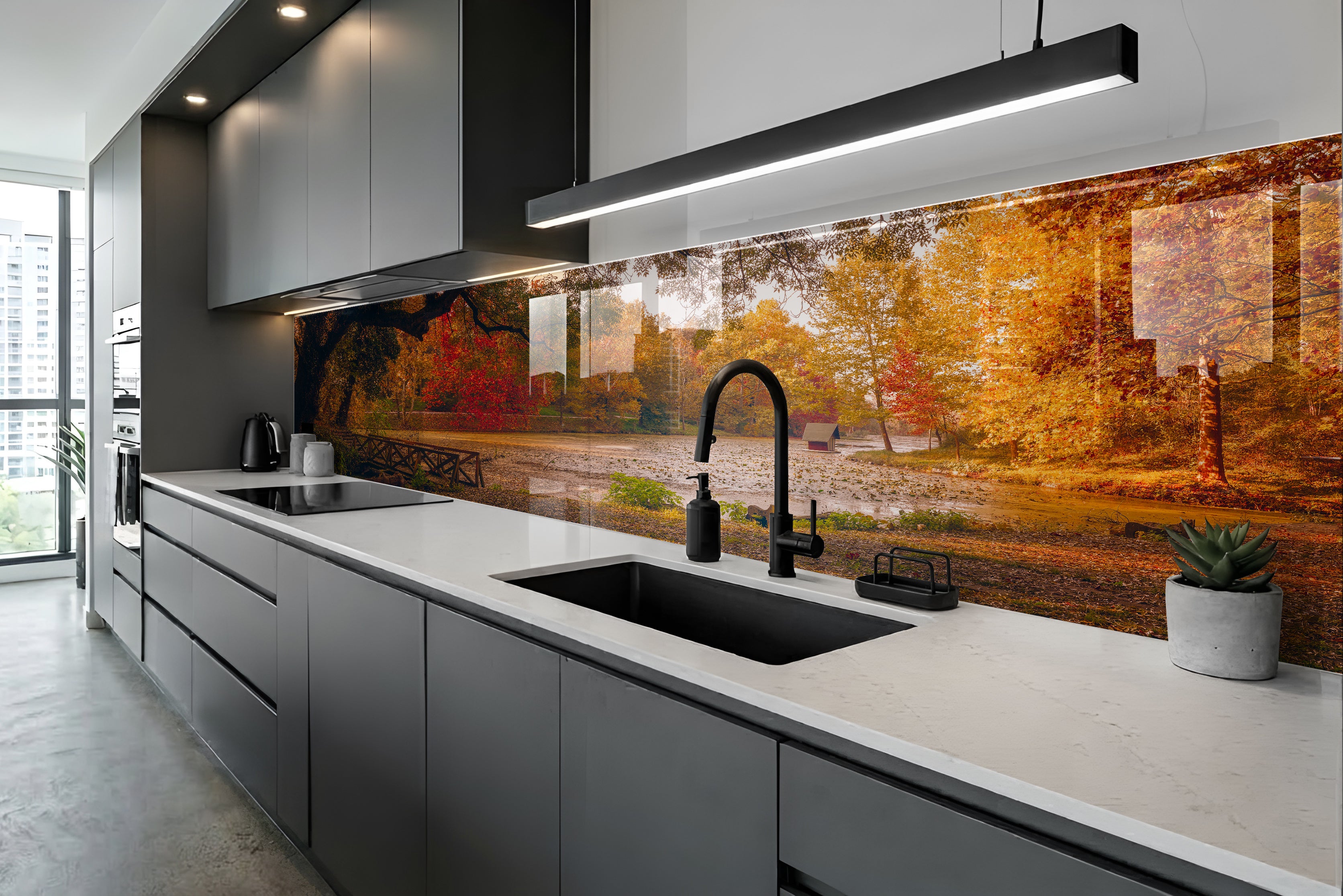 Printed glass kitchen splashback #620