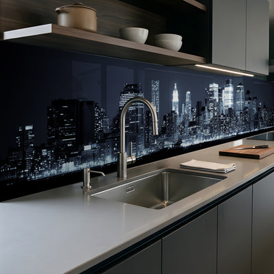Printed glass kitchen splashback