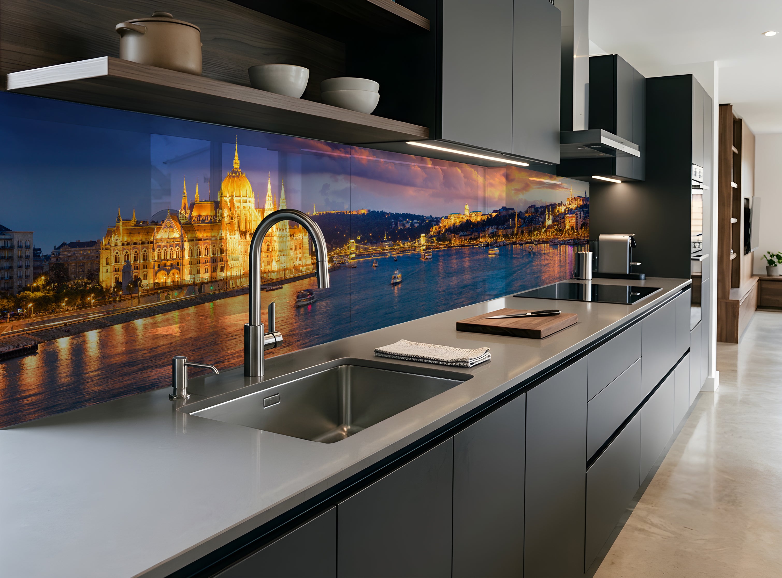 Printed glass kitchen cladding #623