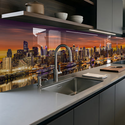 Printed glass kitchen splashback