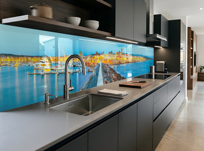 Printed glass kitchen cladding #625