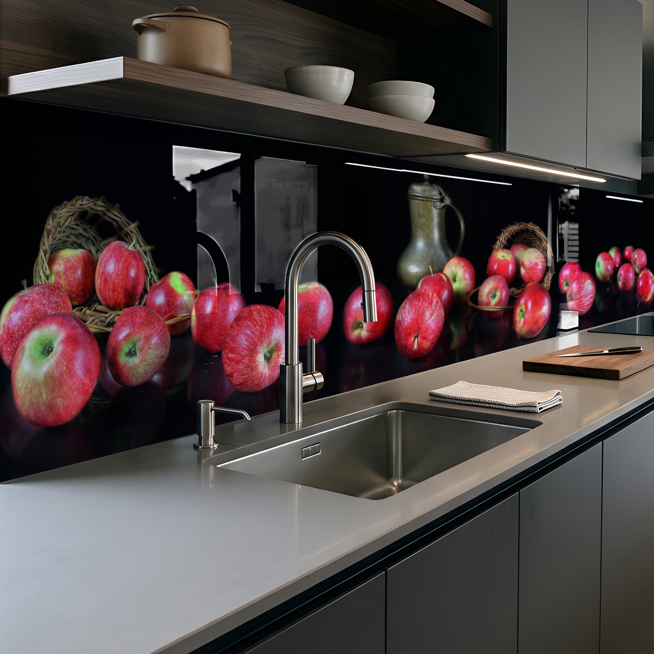 Painted kitchen glass cladding