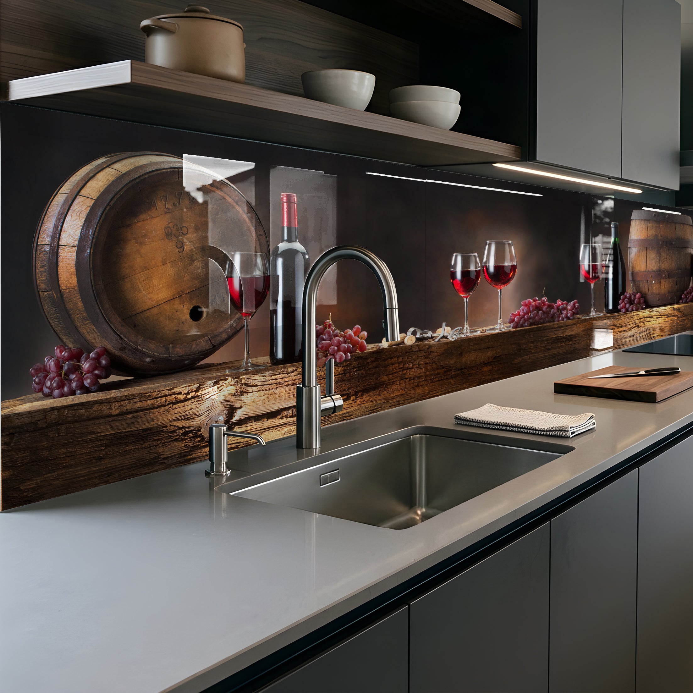 Painted kitchen glass cladding