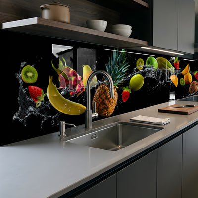 Painted kitchen glass cladding