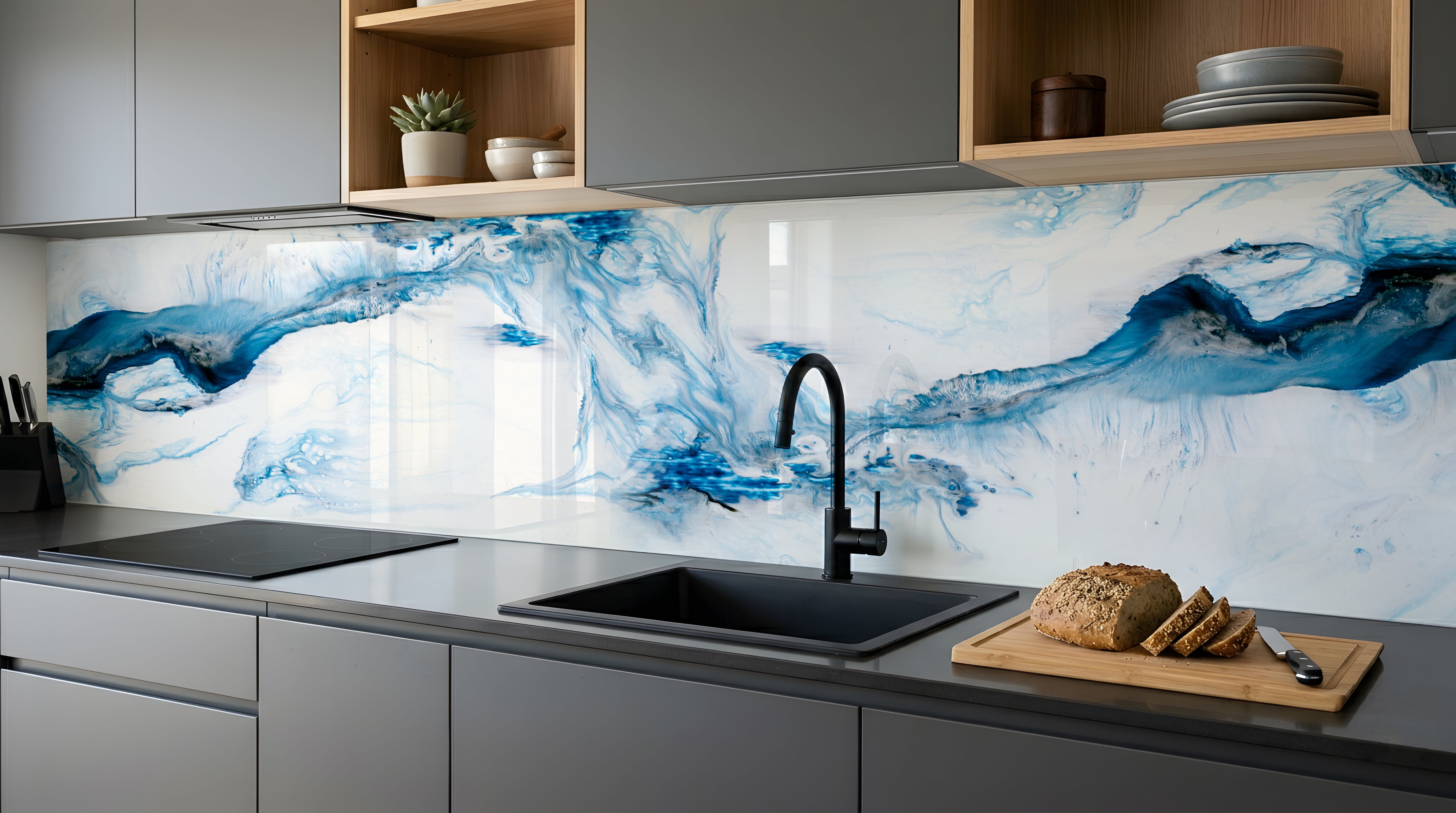 Printed glass kitchen splashback #638
