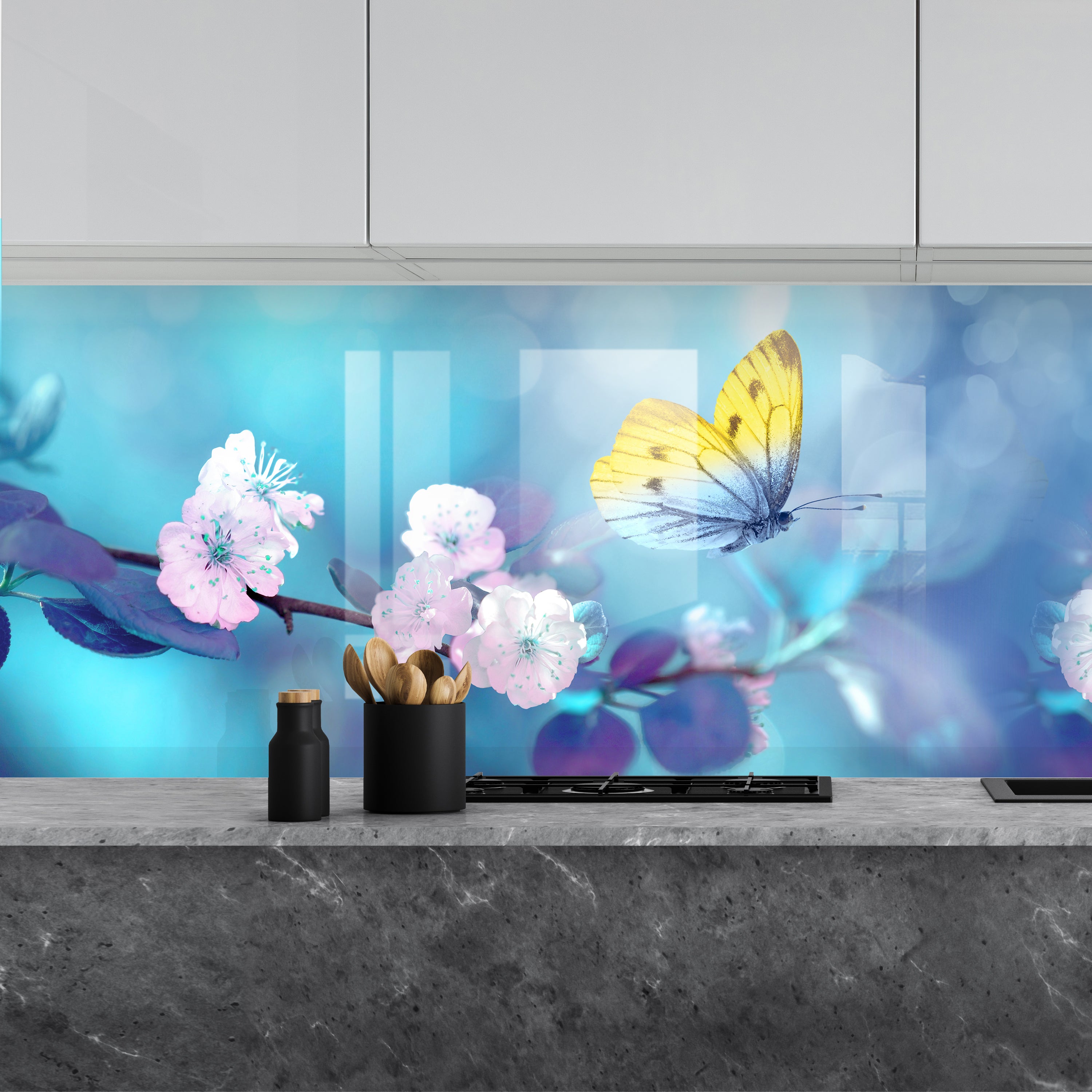 Painted glass kitchen splashback #644