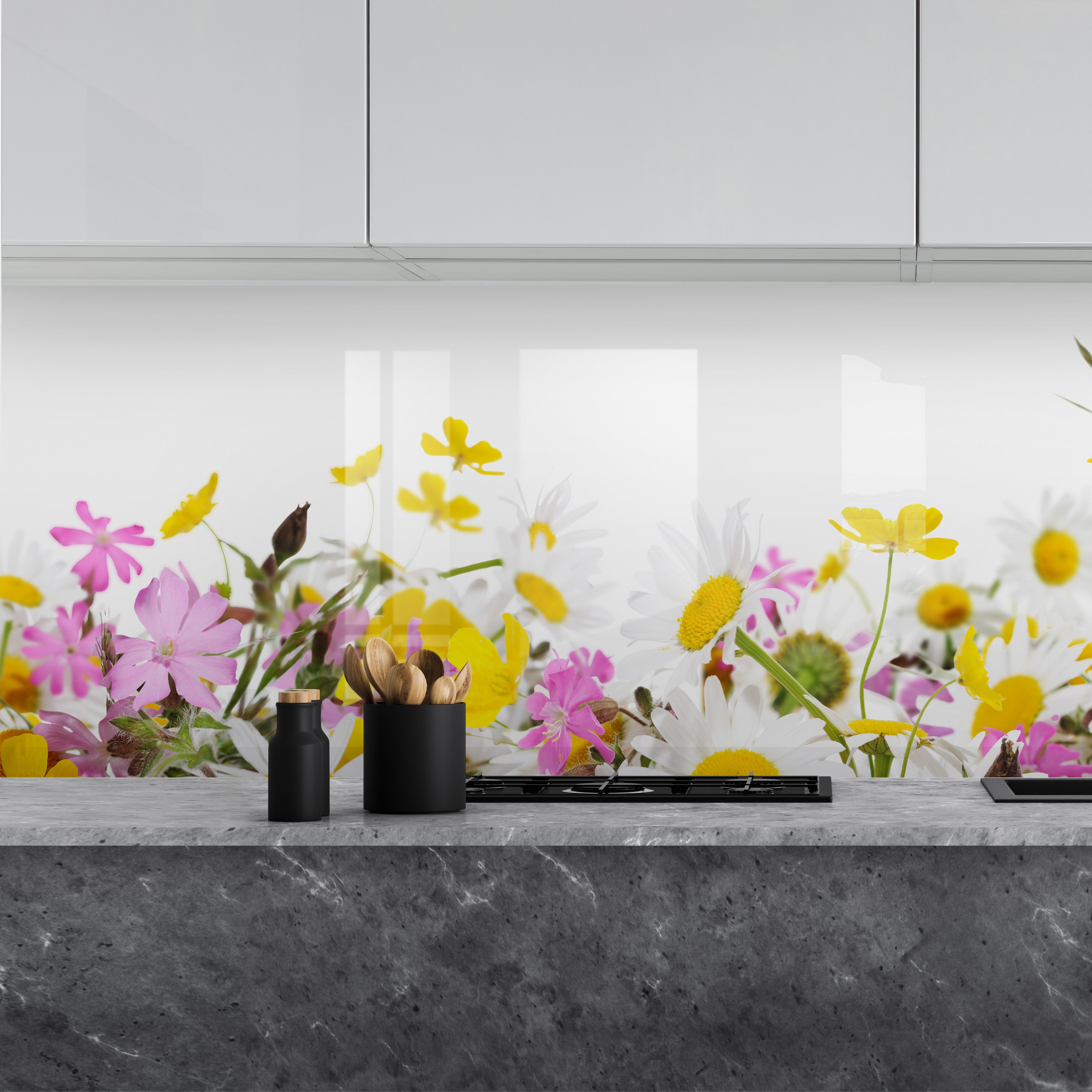 Painted kitchen glass cladding