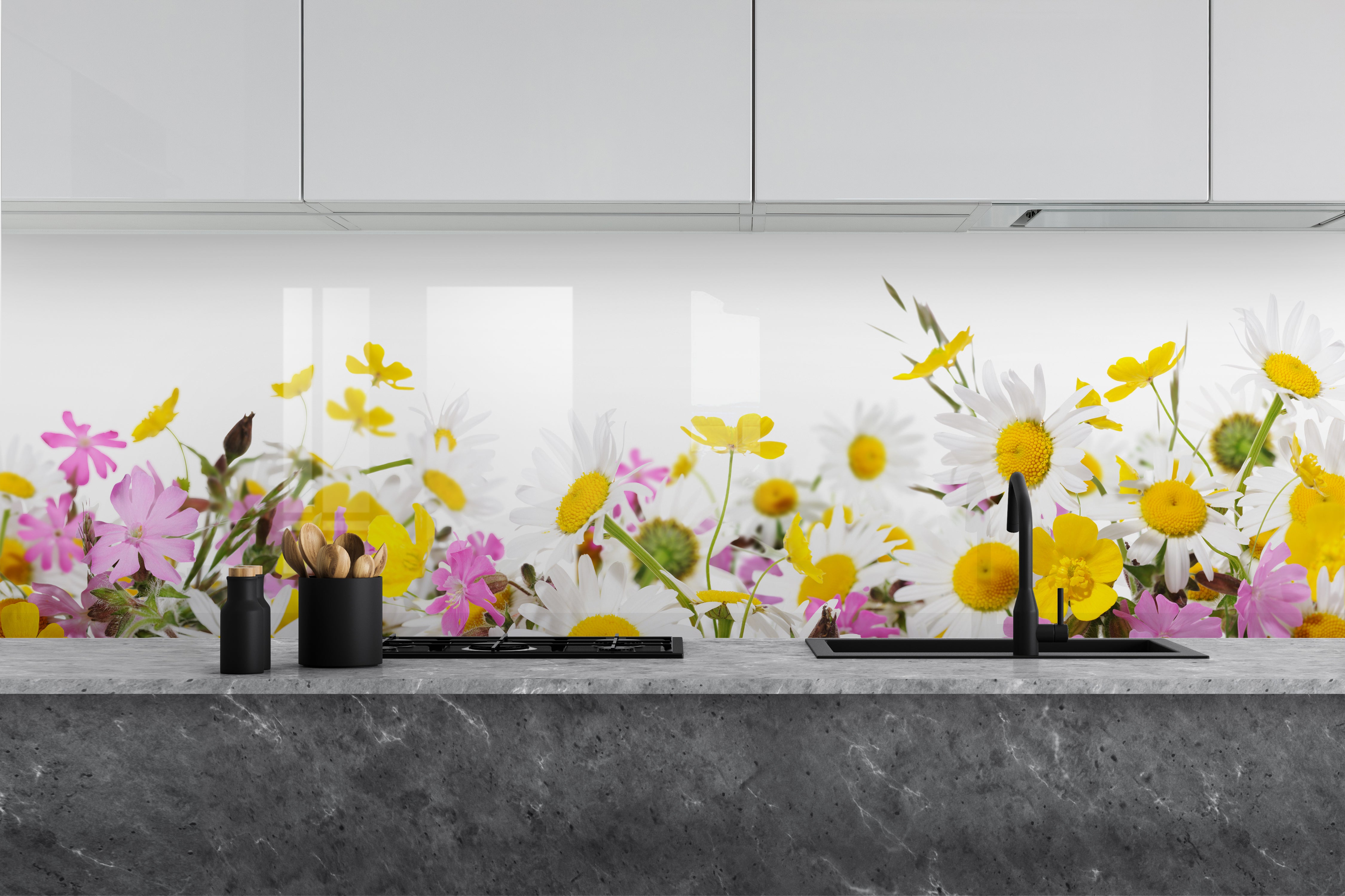 Painted glass kitchen splashback #645