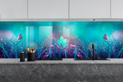 Painted glass kitchen splashback #647