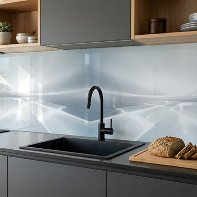 Printed glass kitchen splashback