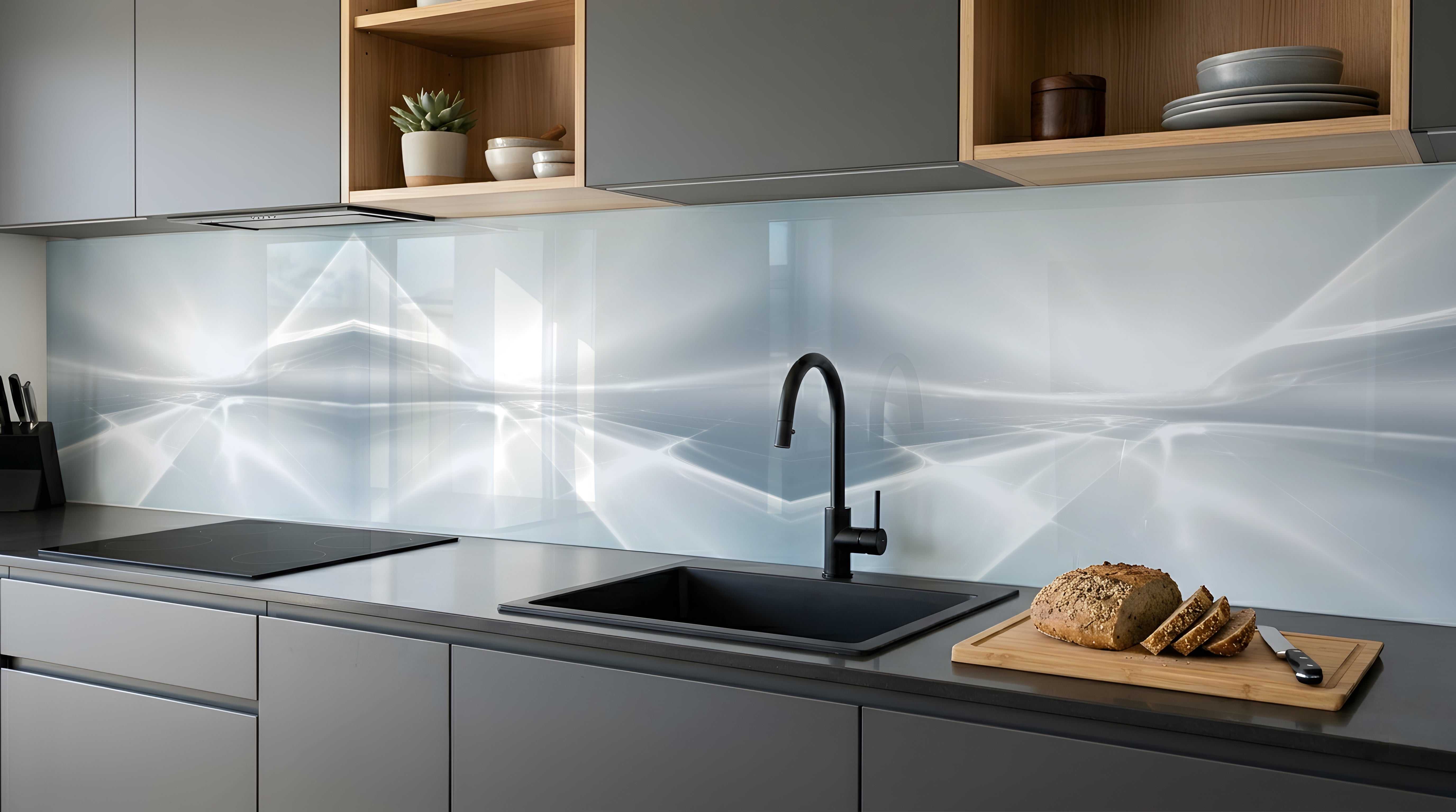 Printed glass kitchen splashback #650