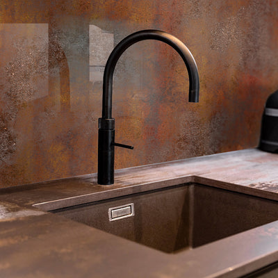 Printed glass kitchen splashback