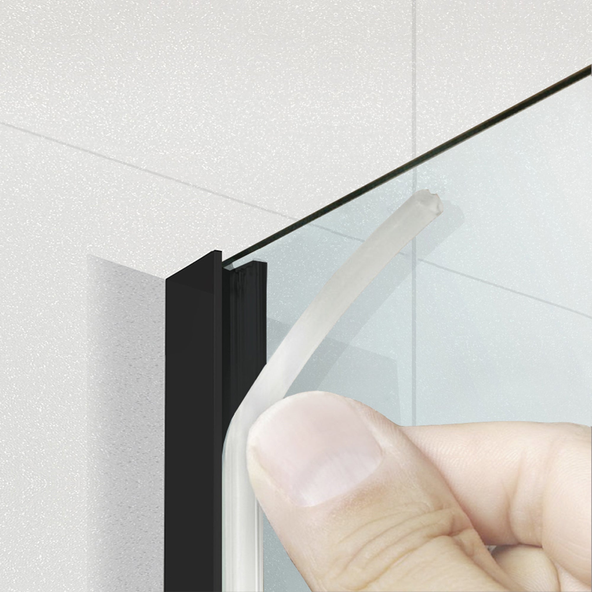Shower Screens Walk-in, Black Shower Wall, #Clear #Víztiszta