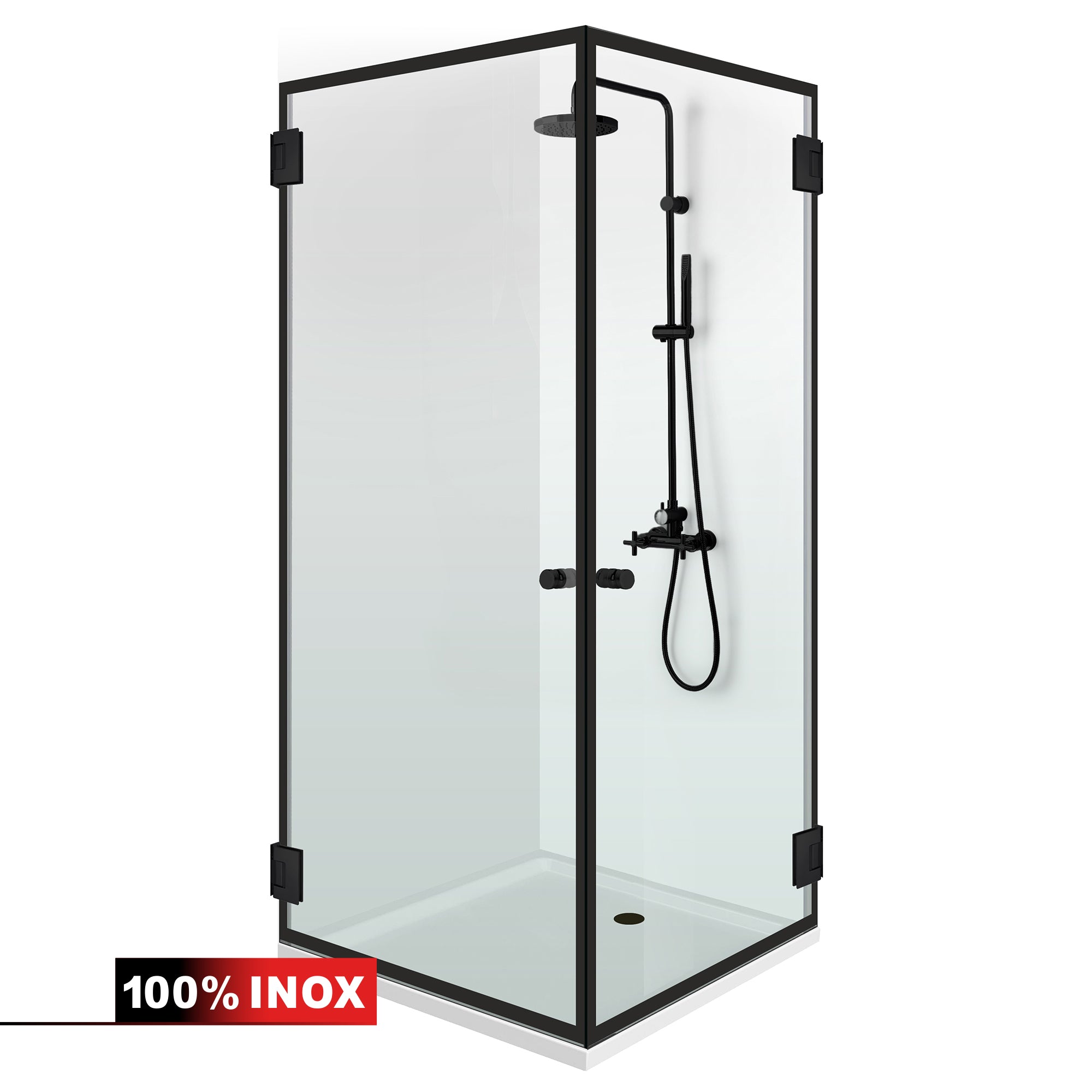 Shower enclosure with hinged door #Clear
