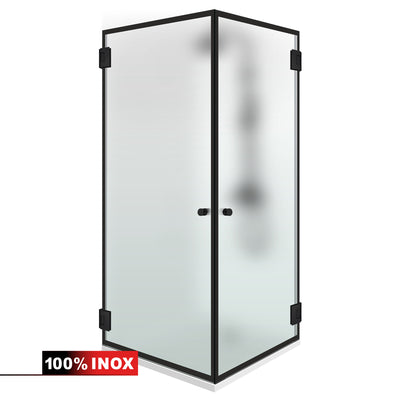 Shower enclosure with hinged door #Satiné